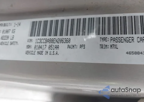 2014 Chrysler 200 Lx from USA, damaged, VIN 1C3CCBAB8EN206360